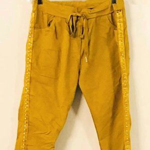 Mustard Rhinestone Joggers